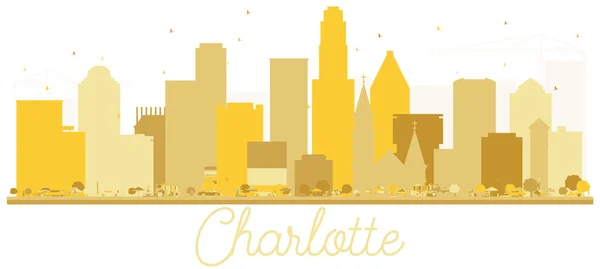 Charlotte North Carolina Usa City Skyline arany sziluett. — Stock Vector