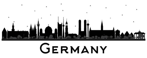 Alemania City Skyline Silhouette con edificios negros . — Vector de stock