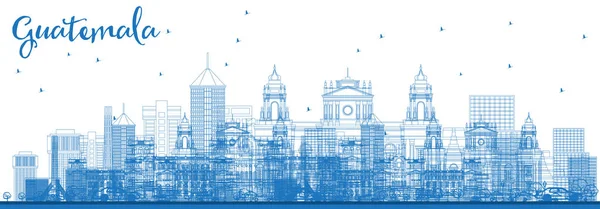 Esquema Ciudad de Guatemala Skyline con edificios azules . — Vector de stock