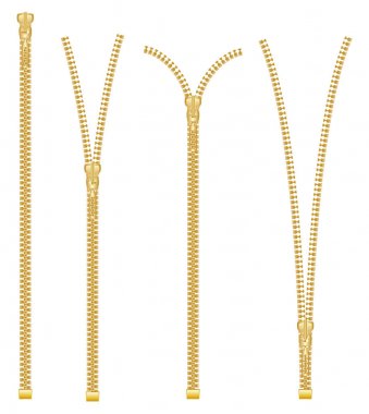 Beyaz arka plan üzerinde izole metal ve plastik fermuar Set.