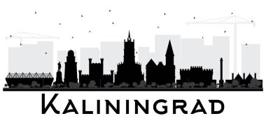 Kaliningrad Rusya şehir manzarası siluet siyah binalar.