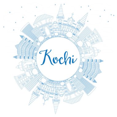 Kochi Hindistan şehir manzarası ile mavi binalar ve kopya Sp anahat