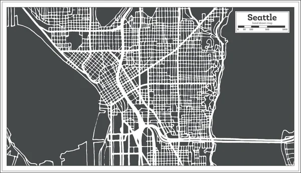 Seattle Usa-stadsplan in Retro stijl. Overzicht kaart. — Stockvector