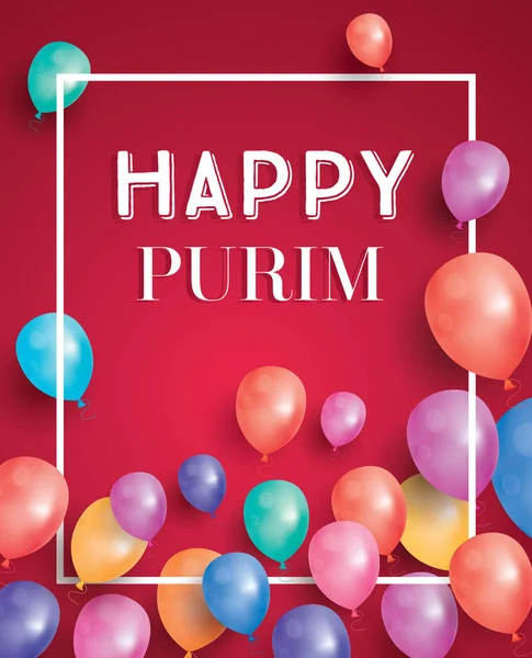 Purim tatil kartı hava ile balon kırmızı zemin üzerine mutlu. — Stok Vektör