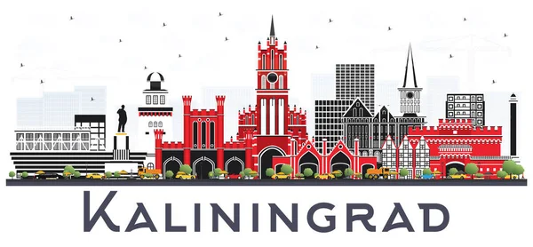 Kaliningrad Rusya şehir manzarası ile renk üzerinde izole binalar