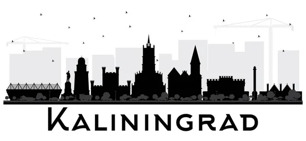 Kaliningrad Russia Città Skyline Silhouette con edifici neri . — Vettoriale Stock