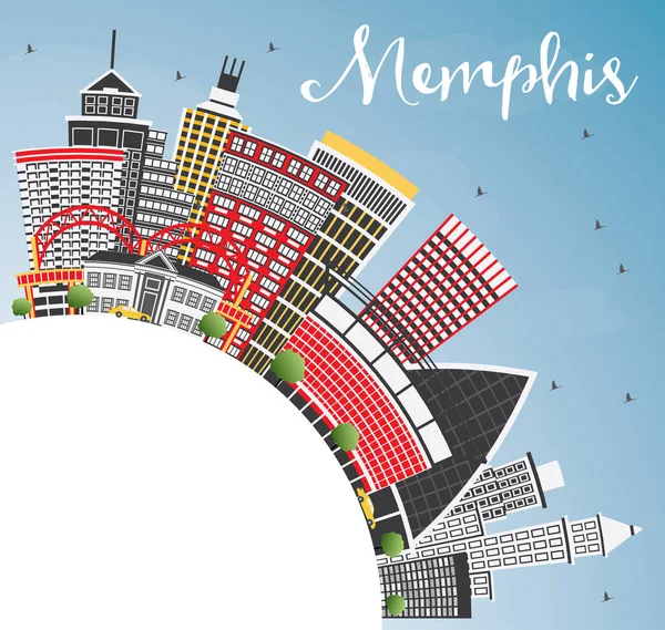 Memphis USA City Skyline con edificios a color, cielo azul y copia — Vector de stock