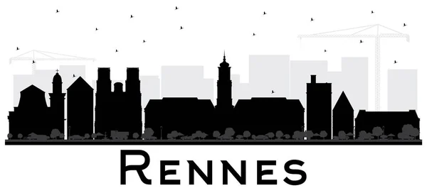 Rennes France City Skyline Silhouette avec Bâtiments Noir Isola — Image vectorielle