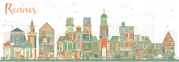 Rennes France City Skyline con edificios a color . — Archivo Imágenes Vectoriales