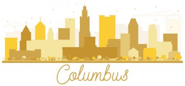 Columbus ABD şehir manzarası altın siluet.