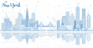 Anahat New York ABD şehir manzarası ile mavi binalar ve Reflec