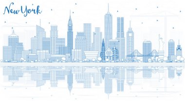 Anahat New York ABD şehir manzarası ile mavi binalar ve Reflec