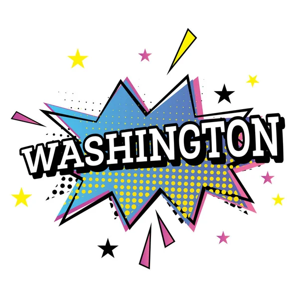 Washington USA. Texto cómico en estilo Pop Art. Ilustración vectorial — Archivo Imágenes Vectoriales