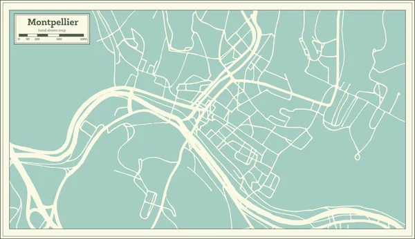 蒙彼利埃佛蒙特州美国城市地图复古风格。大纲图. — 图库矢量图片