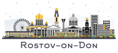Rostov-on-Don Rusya şehir manzarası ile renk izole binalar 
