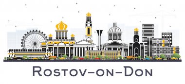 Rostov-on-Don Russia City Skyline with Color Buildings Isolated  clipart