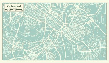 Richmond Virginia ABD şehir haritası Retro tarzı. Anahat harita.