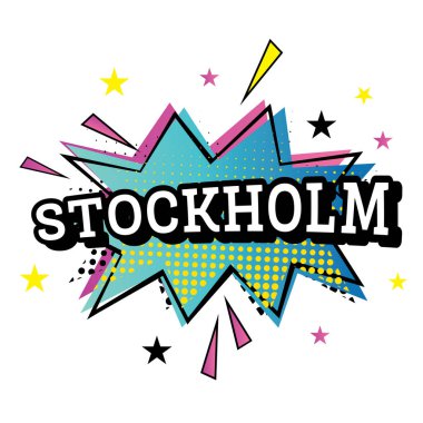 Stockholm komik metin Pop sanat tarzı. 