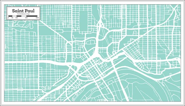 Saint Paul Minnesota Usa város térképe Retro stílusban. Térkép vázlat. — Stock Vector