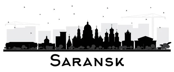 Saransk Russia City Skyline Silhouette con edifici neri Isol — Vettoriale Stock