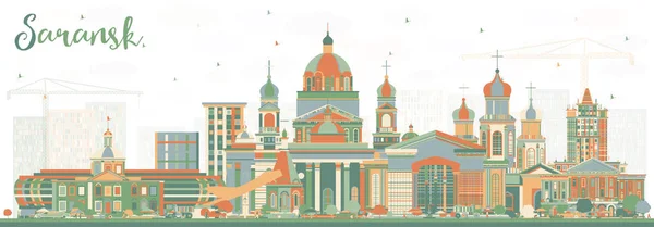 Saransk Rusia Ciudad Skyline con edificios de color . — Archivo Imágenes Vectoriales