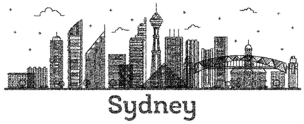 Sydney Australia City Skyline grabado con edificios modernos Iso — Vector de stock