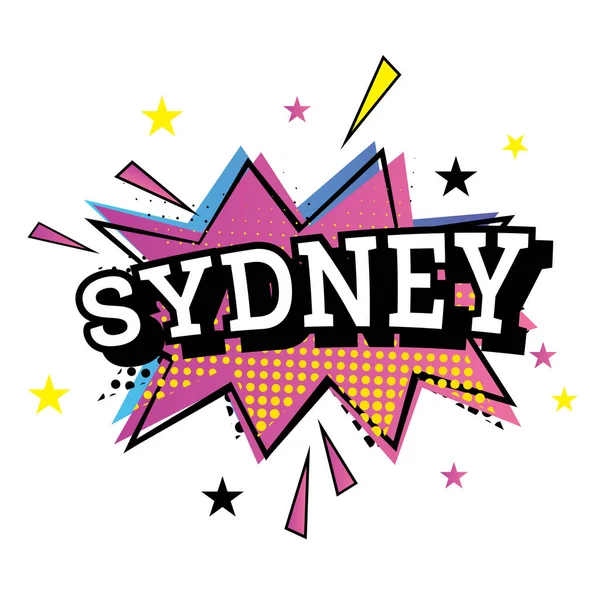 Sydney Australia Comic Text in Pop Art Style. — Stock Vector