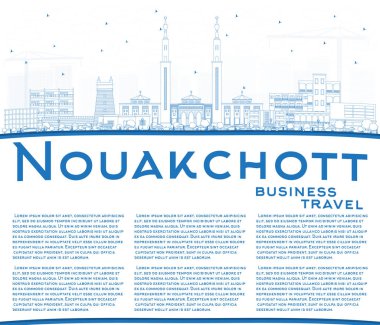 Anahat Nuakšott Moritanya şehir manzarası mavi binaları ile bir