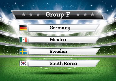 Futbol Şampiyonası grup F. futbol Dünya turnuvası. Res çizmek