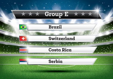 Futbol Şampiyonası grup E. futbol Dünya turnuvası. Res çizmek