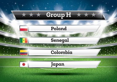 Futbol Şampiyonası grup H. futbol Dünya turnuvası. Res çizmek