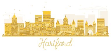 Hartford Connecticut ABD şehir manzarası altın siluet