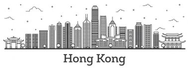 Anahat Hong Kong Çin şehir manzarası ile Modern binalar Isola