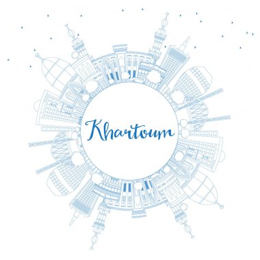 Mavi binalar ve kopya alanı ile anahat Hartum şehir manzarası