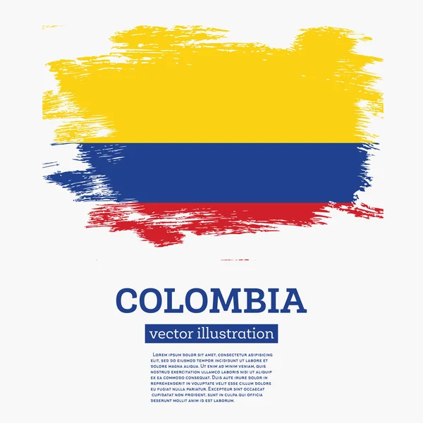 Флаг Колумбии с мазками кисти . — стоковый вектор