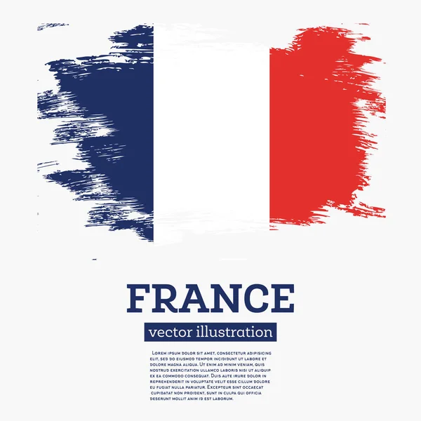 France Drapeau avec coups de pinceau . — Image vectorielle