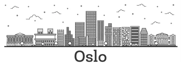 Plan Oslo Norvège City Skyline avec bâtiments modernes isolés — Image vectorielle