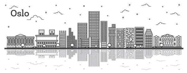 Περίγραμμα Oslo Νορβηγίας City στον ορίζοντα με μοντέρνα κτίρια και Refle — Διανυσματικό Αρχείο