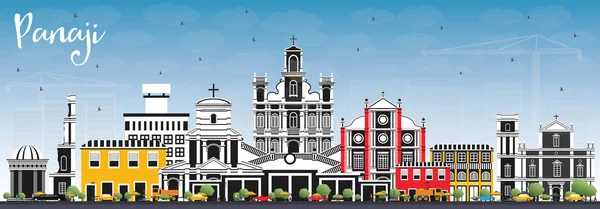 Panaji India City Skyline avec bâtiments de couleur et ciel bleu . — Image vectorielle