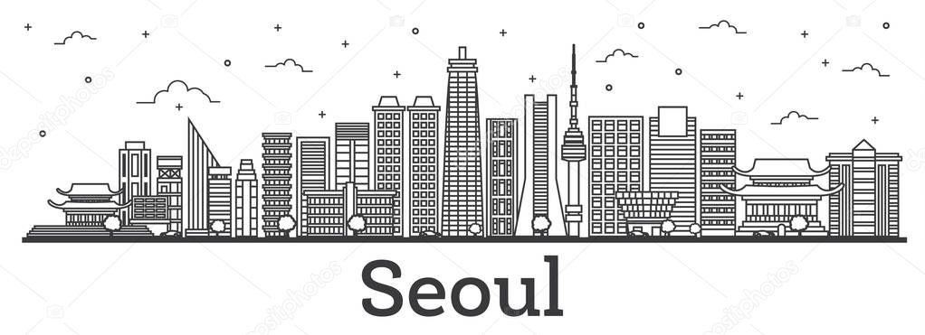 Outline Seoul South Korea City Skyline with Modern Buildings Iso