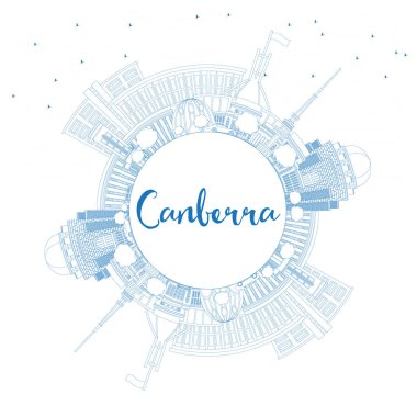 Anahat Canberra Avustralya şehir manzarası ile mavi binalar ve 