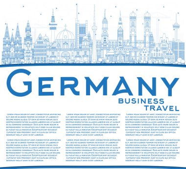 Mavi binalar ve kopya alanı ile anahat Almanya şehir manzarası.