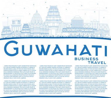 Anahat Guwahati Hindistan şehir manzarası ile mavi binalar ve kopya