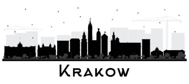 Krakow Polonya şehir manzarası siluet siyah binalar Isola ile