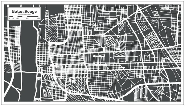 Baton Rouge Louisiana Mapa da cidade de Estados Unidos em estilo retro. Mapa do esboço . —  Vetores de Stock