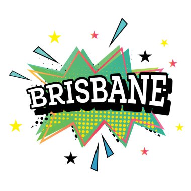 Brisbane komik metin Pop sanat tarzı.