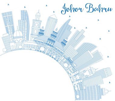 Anahat Johor Bahru Malezya manzarası ile mavi binalar ve polis