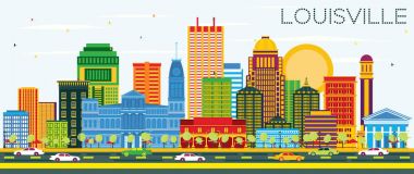 Louisville Kentucky ABD şehir manzarası renkli binalar ve Bl