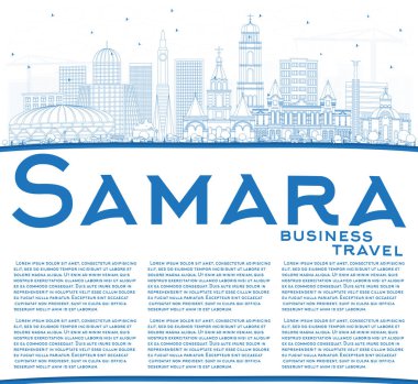 Anahat Samara Rusya şehir manzarası ile mavi binalar ve kopya 