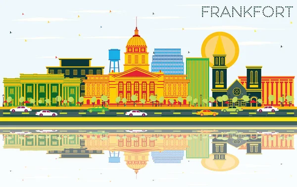 法兰克福肯塔基美国城市天际线与颜色大厦, 蓝色 S — 图库矢量图片